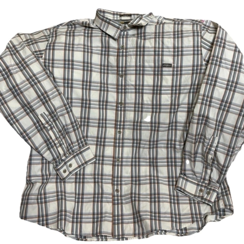 Eddie Bauer Travex Blue Plaid Mens 2XL Classic Fit Long Sleeve Button Down Shirt